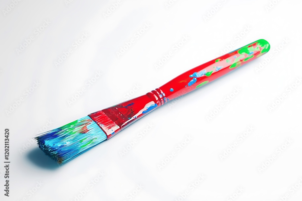 Obraz premium Paintbrush with spilled paint isolated on white background