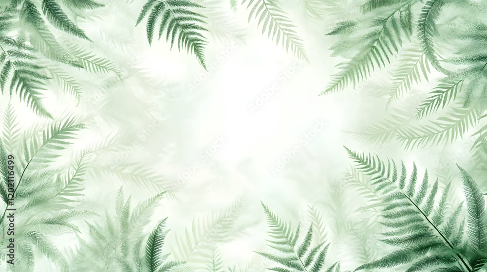 Green Fern Leaves Frame Soft Background Green Fern Leaves Frame Soft Background