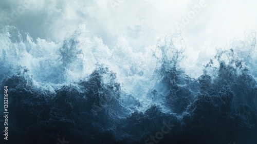 Powerful ocean waves crashing with incredible force photo