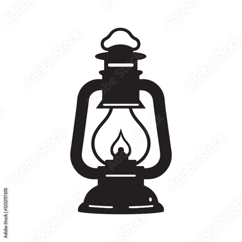 old kerosene lamp icon silhouette vector illustration