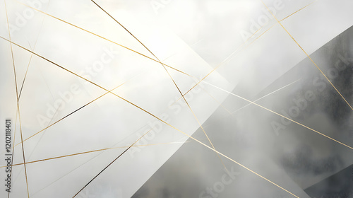 Wallpaper Mural A soft gray-to-white gradient with thin intersecting geometric lines in muted gold, forming a minimalist abstract design Torontodigital.ca