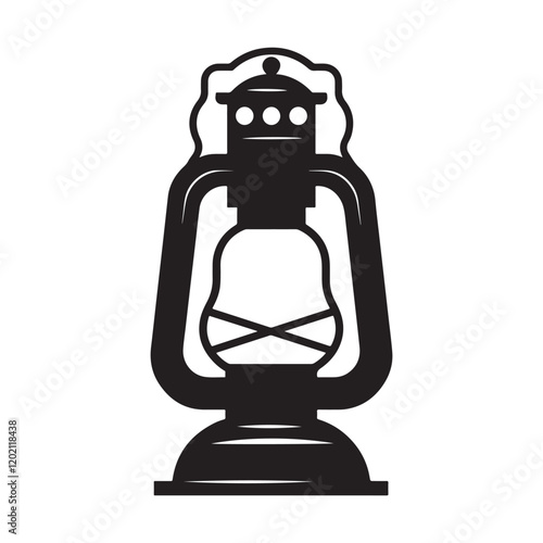 old kerosene lamp icon silhouette vector illustration