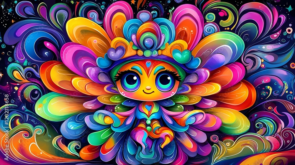 Colorful Cartoon Character with Exaggerated Features Colorful Cartoon Character with Exaggerated Features
