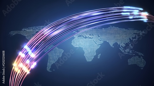 Wallpaper Mural Global Network Connectivity: Fiber Optic Cables Encircling the World Torontodigital.ca