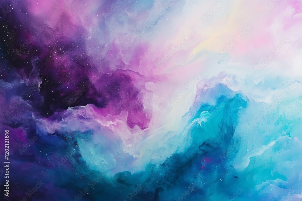 Fototapeta premium Abstract Cosmic Nebula Painting in Vivid Hues