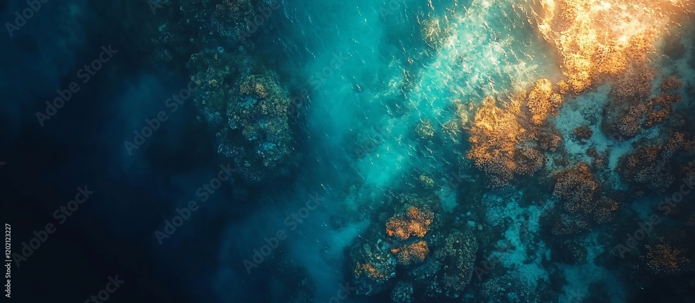 Fototapeta premium Aerial View of Vibrant Underwater Coral Reef