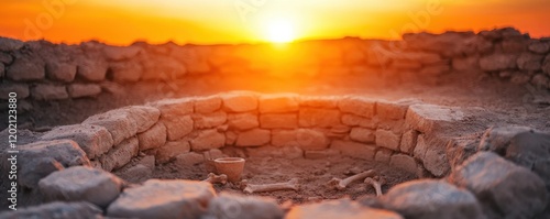 Archaeological discovery of buried pottery at excavation site visatuk gigapixel standard sunset environment photo