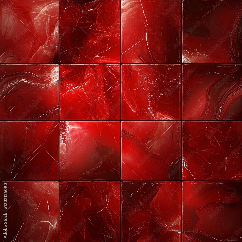 custom made wallpaper toronto digitalAbstract red tile pattern.  Intricate, glossy, and textured design.