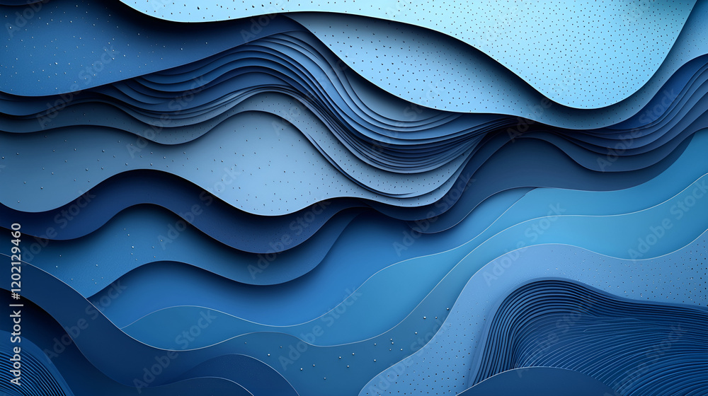 Layered blue waves art