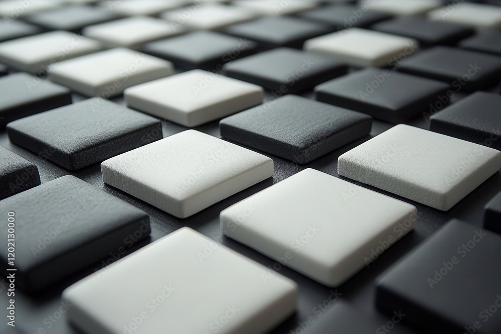 grid of white and black square cards, meticulously arranged in a precise pattern, showcasing symmetry and minimalistic elegance against a clean backdrop, highlighting the stark contrast and simplicity grid of white and black square cards, meticulously arranged in a precise pattern, showcasing symmetry and minimalistic elegance against a clean backdrop, highlighting the stark contrast and simplicity