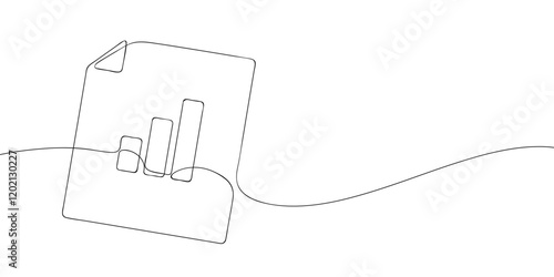 A single line drawing of a diagram file. Continuous line chart icon. One line icon graph file. Vector illustration.
