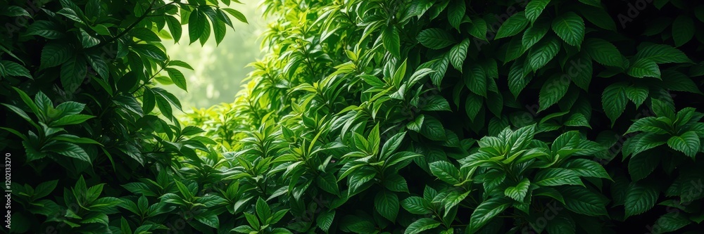 Lush green forest with a small opening in the middle Lush green forest with a small opening in the middle