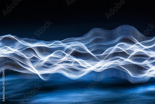 Abstract Blue Wave Light Pattern Design
