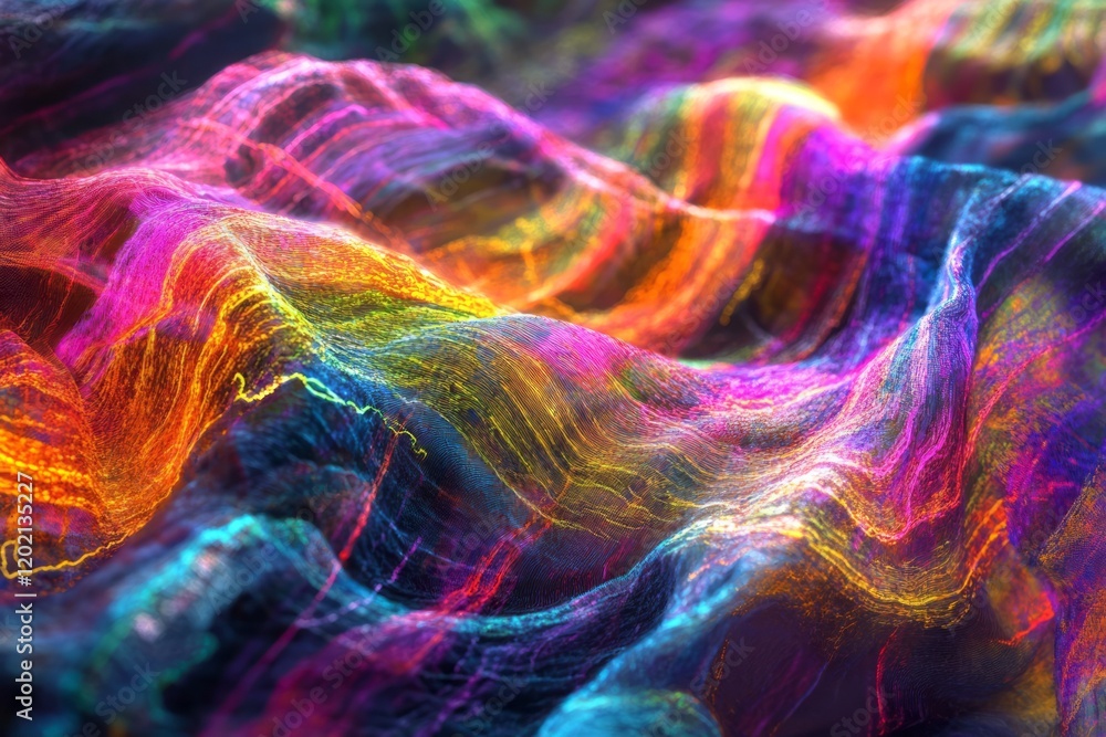 Fototapeta premium Abstract Colorful Waves Digital Art Landscape