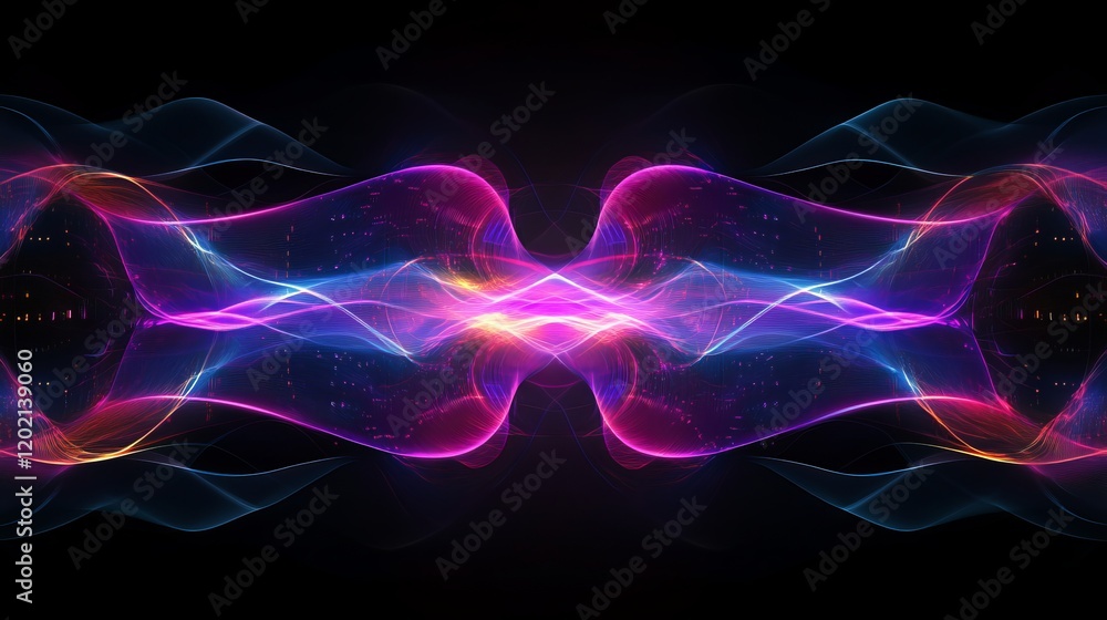 Abstract Tech Background with Symmetrical Light Waves Abstract Tech Background with Symmetrical Light Waves