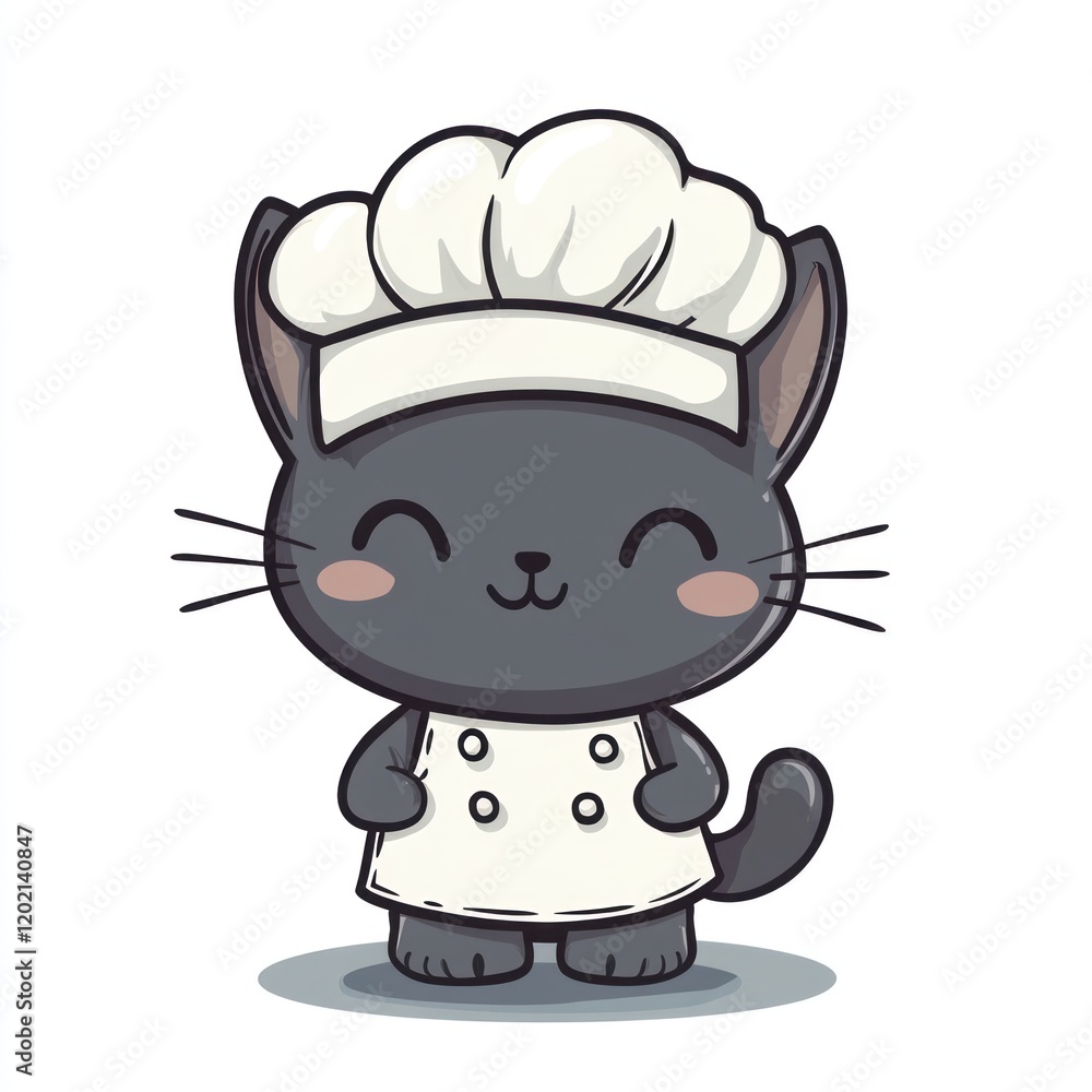 Cute chef cat cooking, kitchen background, food illustration, recipe website Cute chef cat cooking, kitchen background, food illustration, recipe website