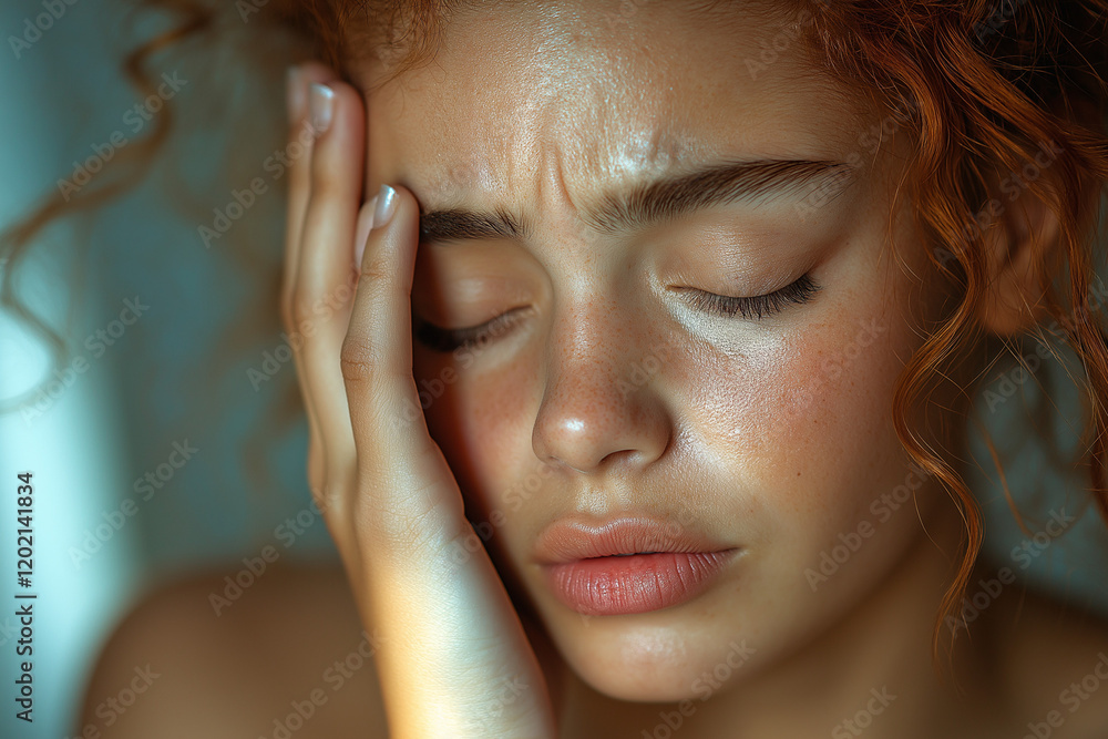 A close-up image of a person dealing with a headache, showing facial strain and discomfort. A close-up image of a person dealing with a headache, showing facial strain and discomfort.