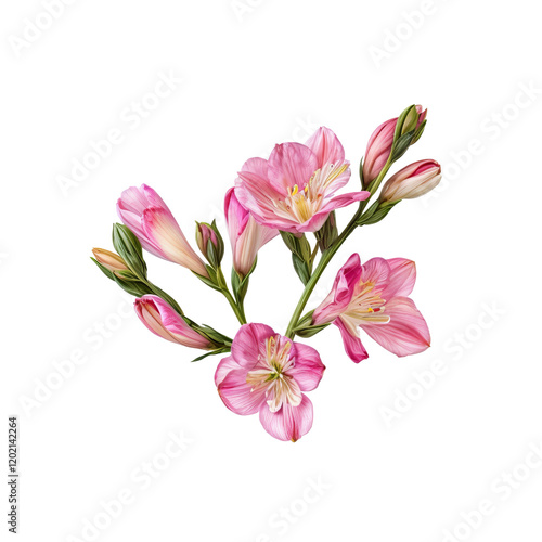 Delicate Pink Alstroemeria Blooms: A cluster of vibrant pink alstroemeria blossoms, with their unique star-shaped petals and delicate green stems, exudes an air of romantic beauty and elegance.