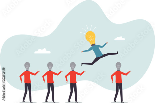 Be different, leadership individuality or unique candidate, courage or determination to success, freedom, stand out from other, freedom or creativity .business concept.flat character.