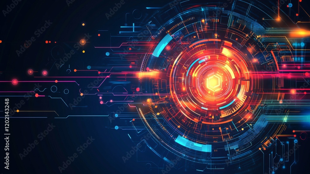 Obraz premium Abstract Technology Background with Glowing Circuitry and Data Streams