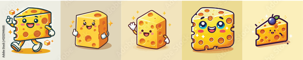 Fototapeta premium Collection of cheese animation vectors