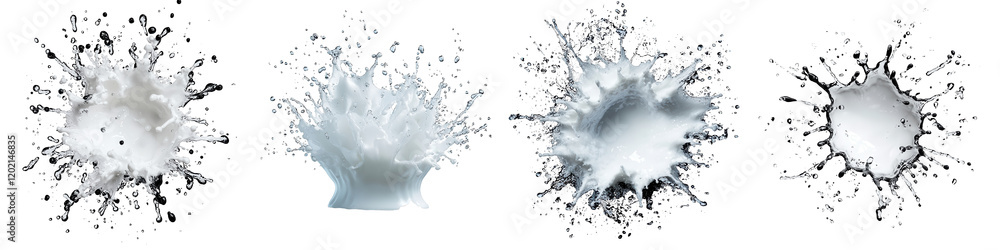 High-Quality Milk Splash Isolated on Black Background, Creative Concept High-Quality Milk Splash Isolated on Black Background, Creative Concept