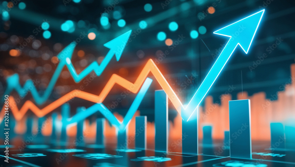 © Rt - market graph on black © Rt - market graph on black