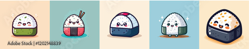 Collection of animated vector Japanese onigiri