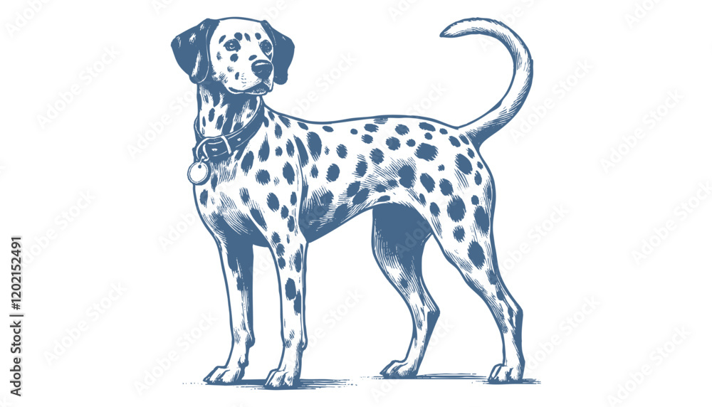 Dalmatian dog vector | dog vector | dog illustration | dog silhouette | dog tattoo | dog engraving | dog drawing 