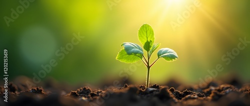Healthy Plant Growing in Sunlight with Vibrant Green Foliage