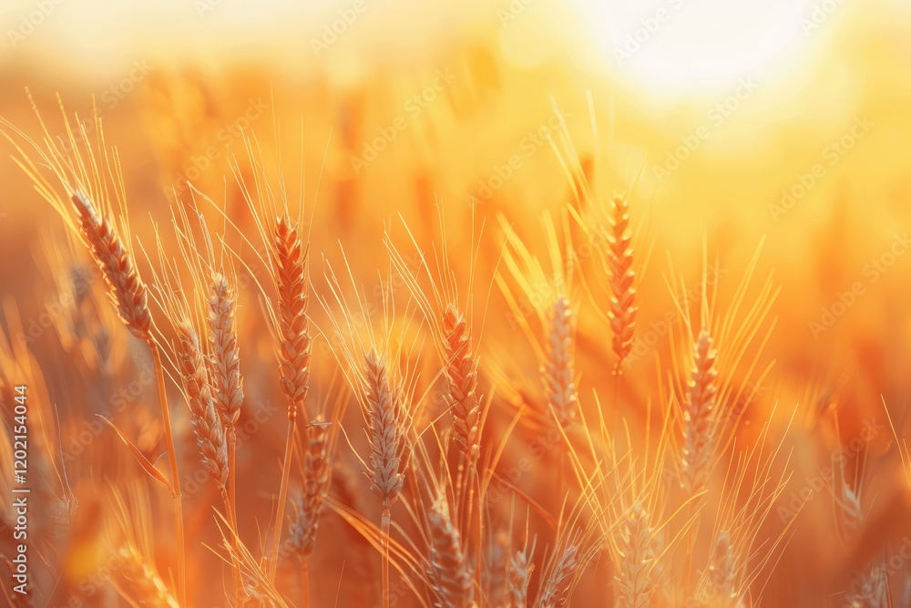 Detail of Ears of Wheat in a Wheat Field with Blurred Background at Sunset Detail of Ears of Wheat in a Wheat Field with Blurred Background at Sunset