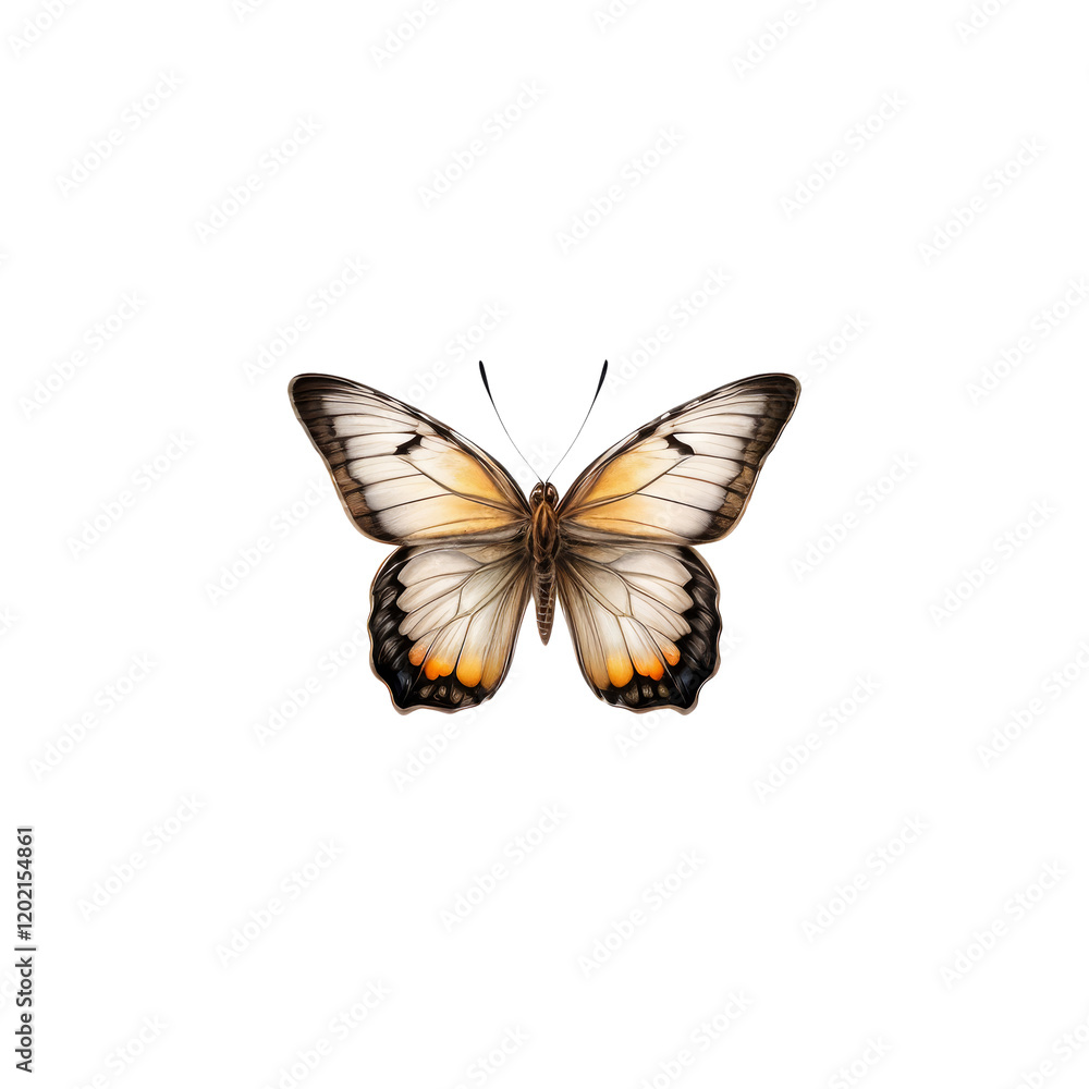 Fototapeta premium Orange Tip Butterfly: An ethereal orange tip butterfly, wings delicately spread in flight, showcases vibrant hues of orange and white against a backdrop of natural beauty.