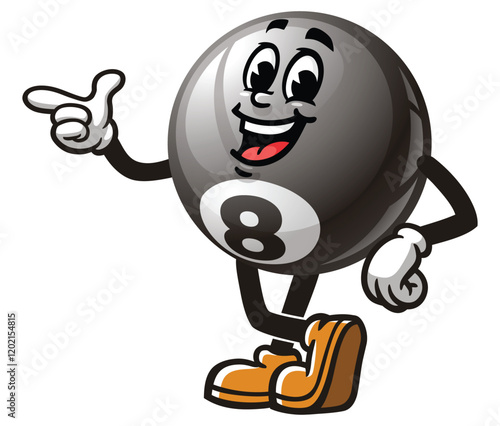 Billiard Ball with idea,      Cartoon Character Mascot Illustration Vector Clip-art Hand-drawn Logo Design