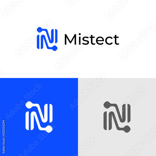 Letter N, M and M, N technology icon logo design vector illustration