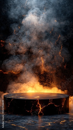 Wallpaper Mural Display podium in fire and smoke Torontodigital.ca