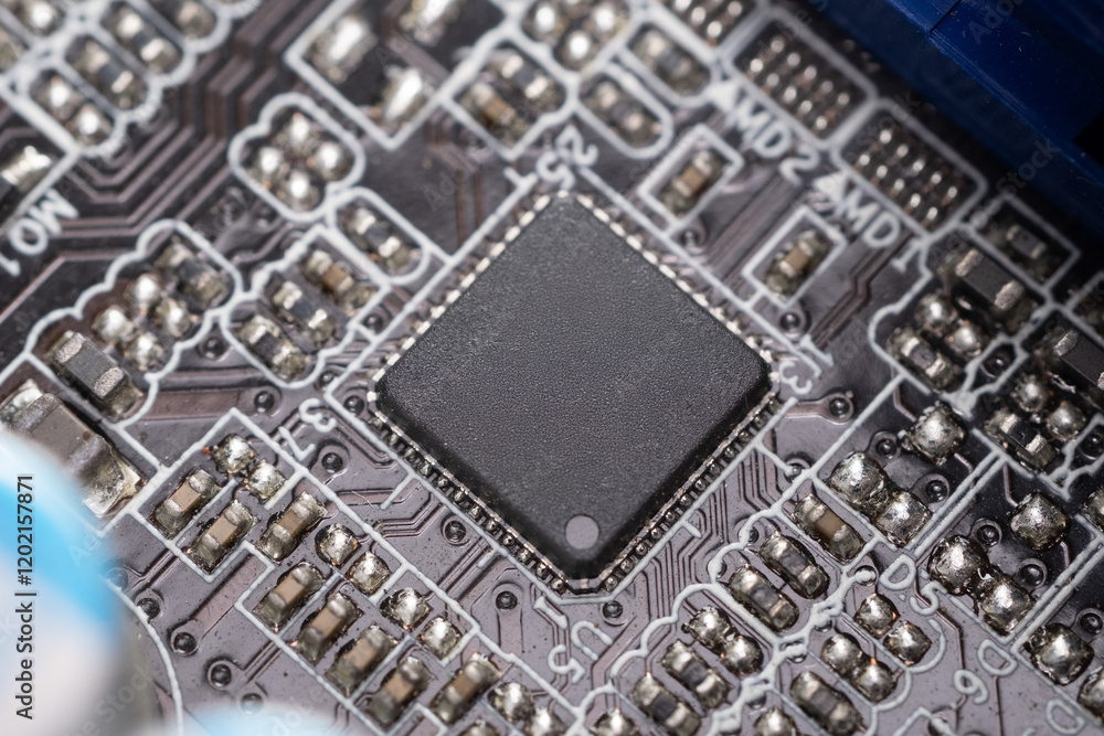 High-Resolution Close-Up of a Computer Motherboard High-Resolution Close-Up of a Computer Motherboard
