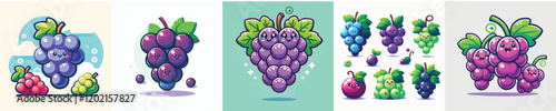 Collection of animated vector grapes