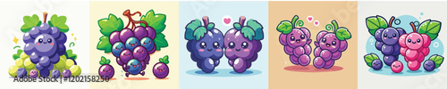 Collection of animated vector grapes