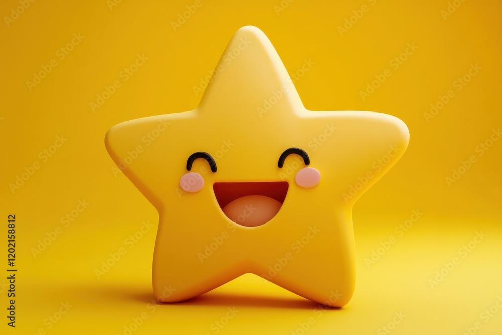 Playful 3d yellow star illustration for kids' room decor or educational materials Playful 3d yellow star illustration for kids' room decor or educational materials