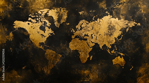 Wallpaper Mural Golden World Map: A Luxurious Artistic Representation of Global Exploration Torontodigital.ca