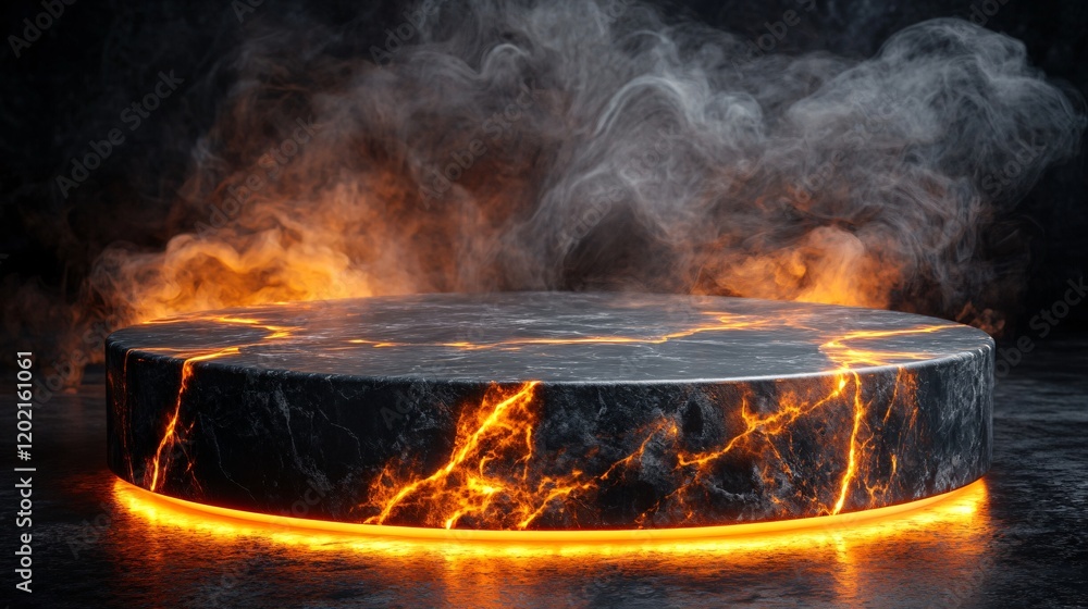 Display podium in fire Display podium in fire
