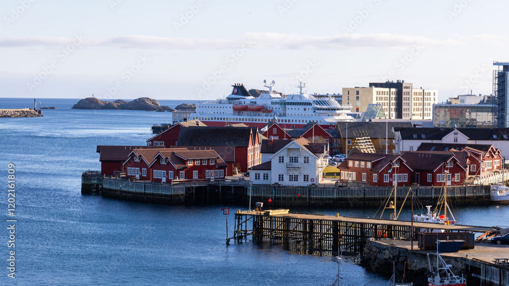 Landscape view of Svolvaer fishing village at Lofoten islands, Norway Landscape view of Svolvaer fishing village at Lofoten islands, Norway