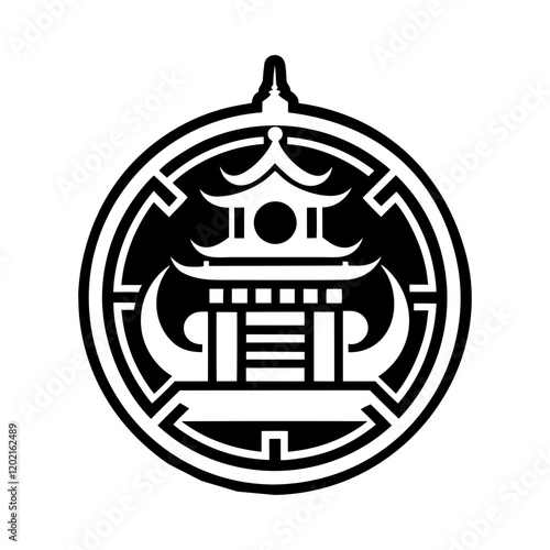 A filled style icon of buddhist monastery symbol