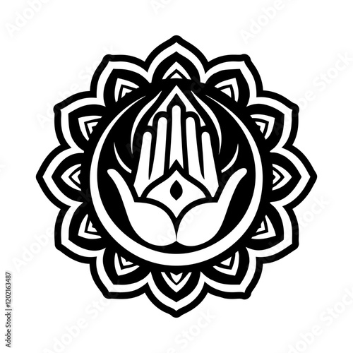 A glyph style icon of praying hands symbol