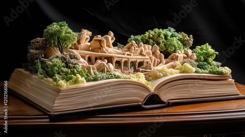 A book transformed into a miniature landscape sculpture photo