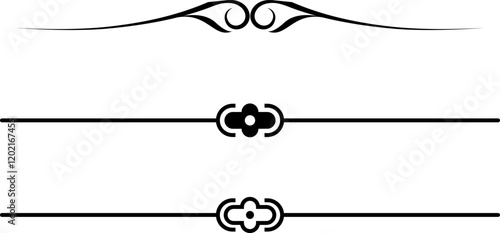 black and white set of delimiters for text, dividers
