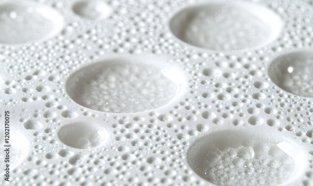 Close-up of water droplets on a textured white surface. Close-up of water droplets on a textured white surface.