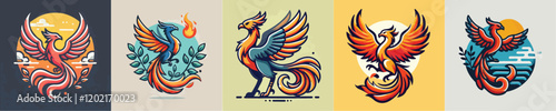Vector collection of mythological animals eagles