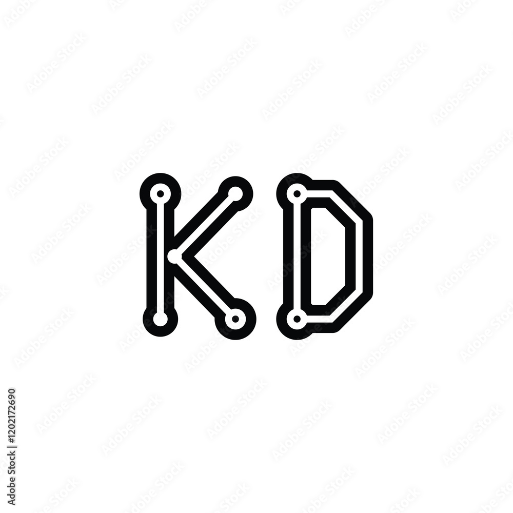 Obraz premium KD monogram logo design letter text name symbol monochrome logotype alphabet character simple logo