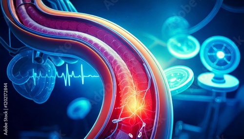 Balloon angioplasty procedure with stent in vein photo